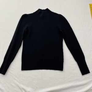 White + Warren Sweater Womens Small Black 100% Cashmere Mock Neck Pullover Soft